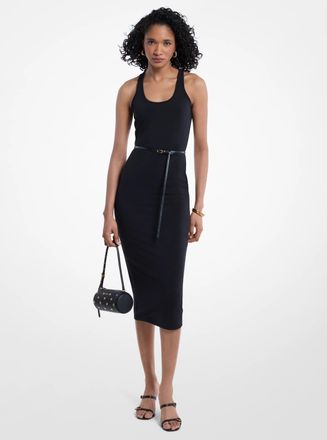 Michael Kors Belted Stretch Matte Jersey Racerback Tank Dress