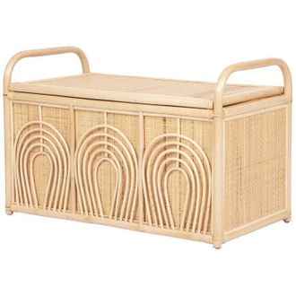 Vente-Unique Baule in vimini intrecciato - L.91 x P. 48 x H. 58 cm - Naturale - LUMORA