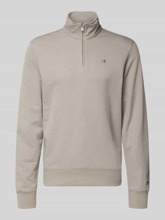Champion Sweatshirt mit Stehkragen und Rei&szlig;verschluss in Beige, Gr&ouml;&szlig;e L