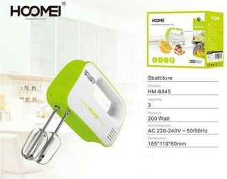 Trade Shop Trade Shop - Sbattitore Elettrico 200 Watt Frullatore Impastatore 3 Velocita Hoomei Hm-6845
