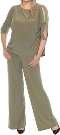 Joseph Ribkoff Boat Neck Slit Sleeve Top In Cactus