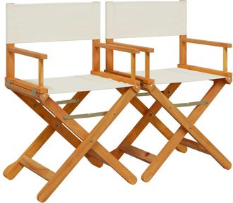 vidaXL Sillas De Director Plegables 2 Unidades Tela Blanco Crema Vidaxl