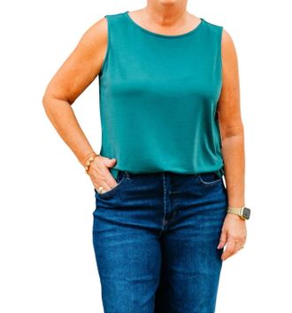 Multiples High Neck Tank Top In Green