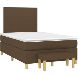 vidaXL Vidaxl - Cama Box Spring Con Colch&oacute;n Tela Marr&oacute;n Oscuro 120x190 Cm
