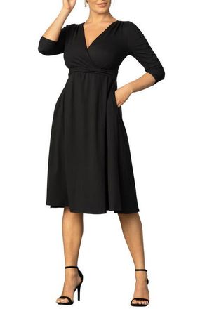 Kiyonna Gabriella A-Line Midi Dress in Black Noir at Nordstrom, Size X-Small