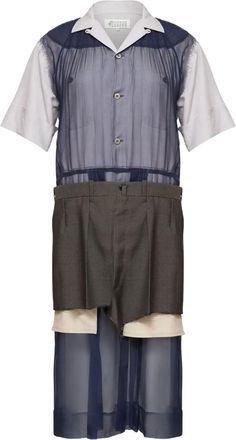 Maison Margiela Abito midi con design a strati - Blu