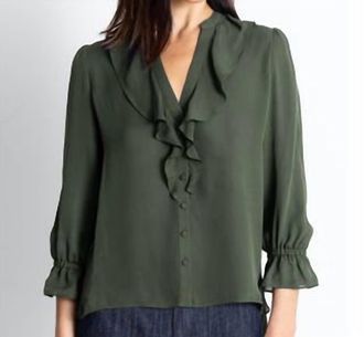 Go Silk Go Cascade Blouse In Envy/green