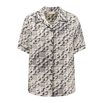 Tory Burch Shirts, female, Black, S, Black Silk Bowling Shirt