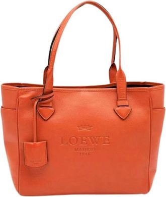 Loewe Pre-owned Tote Bag - Dames - Vintage Shopper - Oranje - ONE Size - Leer - Vintage