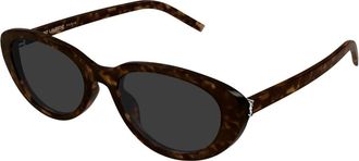 Saint Laurent Ovale Zonnebril - Dames - Zonnebrillen - Bruin - 55 MM - Accessoires