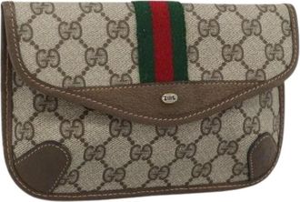 Gucci Pre-owned GG Canvas Pouch - Dames - Vintage Clutch - Beige - ONE Size - Leer - Vintage