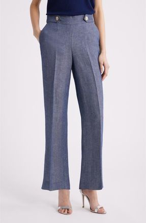 Anne Klein Pull-On Crop Wide Leg Pants in Dark Blue at Nordstrom, Size Xx-Small