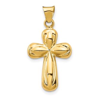 Diamond2Deal 14k Yellow Gold Polished Stamping Cross Pendant