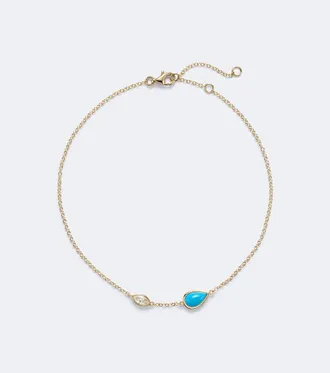Shay Jewelry Cavigliera Riviera in oro 18kt con turchese e diamante