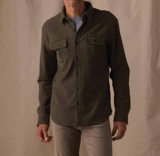 The Normal Brand Comfort Terry Shirt Jacket In Olive