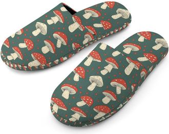 Generic Cute Mushroom Mens Cotton Slippers Memory Foam Comfort House Shoes Winter Indoor Slipper for Hotel Casa Spa