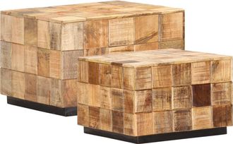 vidaXL Vidaxl - Mesas De Centro Con Dise&ntilde;o De Bloque 2 Uds Madera Mango Rugosa