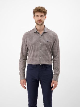 Lerros Karohemd LERROS LERROS Langarmhemd mit Minimal-Karomuster, Herren, Gr. XXL, Normalgr&ouml;ssen, light coffee, 100% Baumwolle, Hemden Karohemd