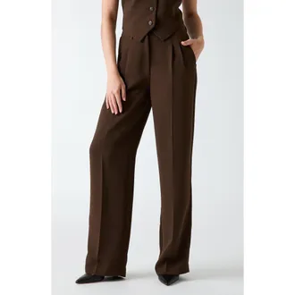 Guess Theoline Perfect Pleated Pants in Brown at Nordstrom, Size X-Small
