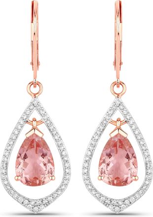 Diana M. Jewels Pink Morganite Pears 10x7mm - 2Pcs + White Diamond F/C Round 1.10mm( I1-I2/I color ) - 2Pcs + White Diamond F/C Round 1mm( I1-I2/I color ) - 90Pcs ( J