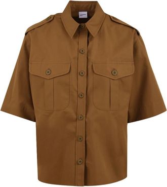Aspesi Camicia 5470D307 - Dames - Overhemden - Bruin - M - Katoen - Overhemden