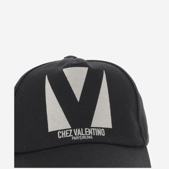 Valentino Garavani 6Y2HDA41WGJ Embroidered Cotton Baseball Cap - Black
