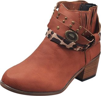 Generic Cow Boy Boots Women Wide fit Boots Womens Size 6 Vintage Squared Zip Round Heel Womens Up Toe Boots Winter Fashion Womens Boots Ladies Black Boots Siz