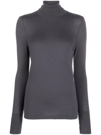 Christophe Lemaire roll-neck merino jumper - women - Merino - L - Grey