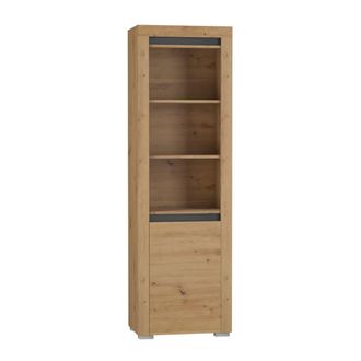 Petits Meubles Librero 1 puerta con led paneles laminados madera y gris antracita