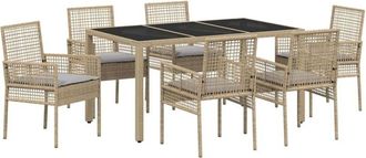 vidaXL Conjunto De Comedor De Jard&iacute;n 7 Pcs Beige Polirat&aacute;n Vidaxl