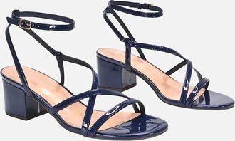XY London Womens XY London Womens/Ladies Maria Patent Strappy Block Heel Sandals - Navy - Size: 7