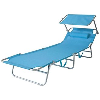 SoBuy SoBuy Lettino Prendisole Pieghevole Cuscino e tettuccio Regolabile 4 Angoli di reclinazione con Organizer Blu OGS48-B