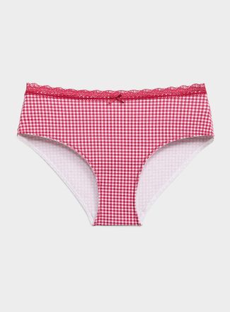 Miiyu Womens Satiny detail lace waistband classic brief Organic cotton