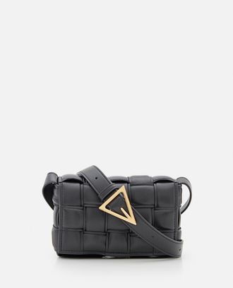 Bottega Veneta Black SMALL PADDED CASSETTE LEATHER SHOULDER BAG