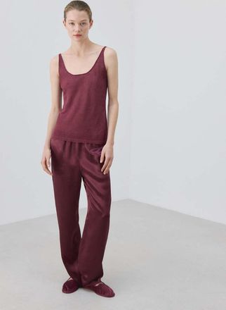 Mango Pantaloni raso vita elasticizzata granato - Donna - M - MANGO