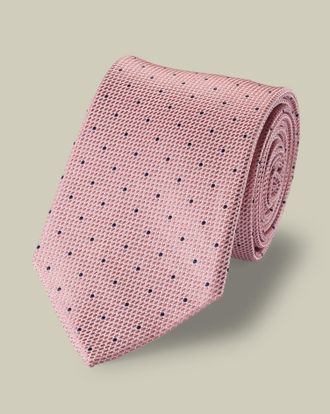 CHARLES TYRWHITT Silk Spot Tie - Pink & Navy Size OSFA by Charles Tyrwhitt
