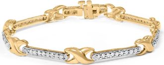 House of Brilliance 10K Yellow Gold 1.00 Cttw Pave Set Diamond Bar and X-Link Bracelet at Nordstrom