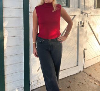 Design History Ibis Mock Neck Sleeveless Top In Pomegranate