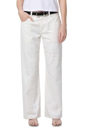 Citizens Of Humanity Lindz Eyelet Low Rise Easy Straight Leg Jeans in Blanc Soft White at Nordstrom, Size 26