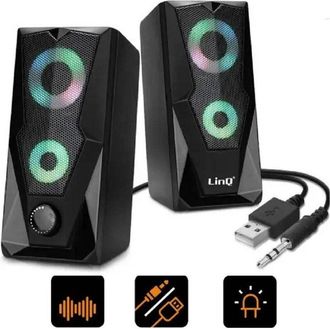 Trade Shop Trade Shop - Altoparlanti Stereo Usb 2.0 Led Pc Gaming Rgb Speaker Tv Mp3 A5005