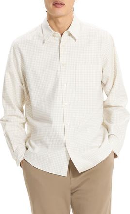 Theory Weekend Woods Check Cotton Button-Up Shirt in Winter Ivory Multi at Nordstrom, Size Xx-Large