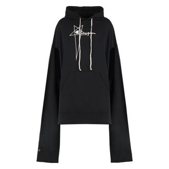 Rick Owens Hoodies & sweatvesten, Heren, Zwart, S, Katoen, Flyproof Tunic Hooded Sweatshirt