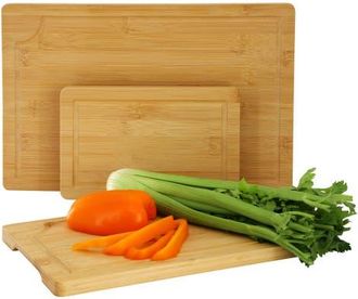 MegaChef 3 Piece 9 Inch, 12 Inch, and 15 Inch Wood Cutting Board Set with Juice Grooves in Bamboo at Nordstrom