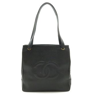 Chanel Black Grained Calfskin Shoulder Bag Tote Bag (Pre-Owned)