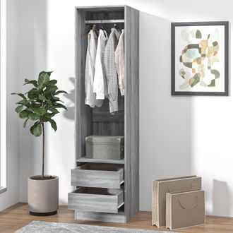 vidaXL Vidaxl - Armario Con Cajones Contrachapado Sonoma Gris 50x50x200 Cm
