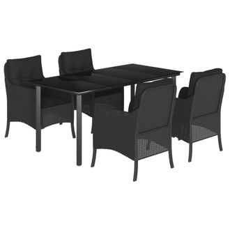 vidaXL Vidaxl - Set Da Pranzo Da Giardino 5 Pz Nero Con Cuscini In Polyrattan