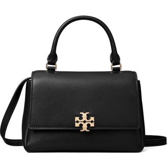 Tory Burch Charlie Leather Top Handle Bag in Black at Nordstrom