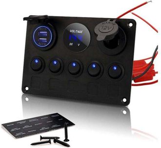 OEM Panel De Interruptores Basculantes De 5 Posiciones, Impermeable, Para Coche, Barco, Doble Usb, Cc 12 V/24 V, Led, Cami&oacute;n, Remolque, Veh&iacute;culos Marinos,