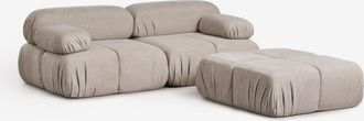 Sklum Sof&aacute; Modular De 2 Piezas Y Puff En Boucl&eacute; Envasado Al Vac&iacute;o Kendall Sklum