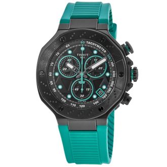 Tissot T-Race Chronograph Black Dial Green Rubber Strap Mens Watch T141.417.37.051.01